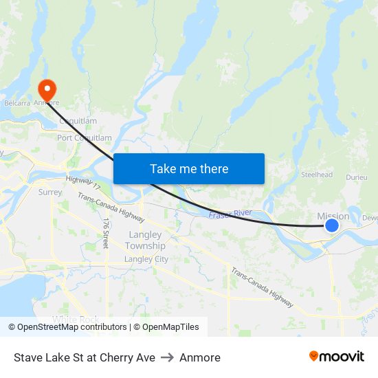 Stave Lk & Cherry to Anmore map