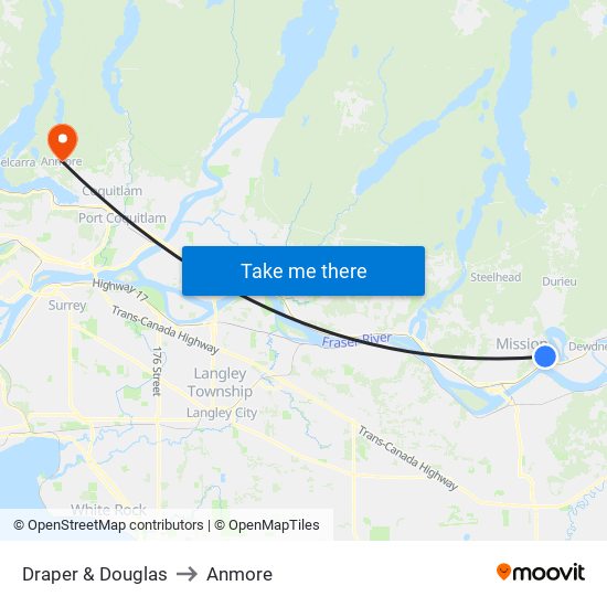 Draper & Douglas to Anmore map