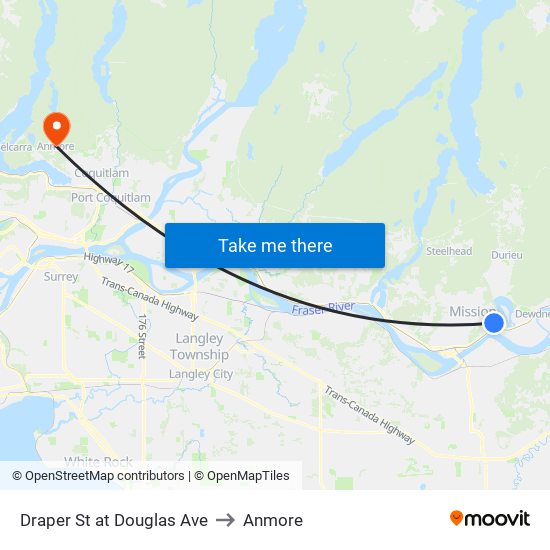 Draper & Douglas to Anmore map