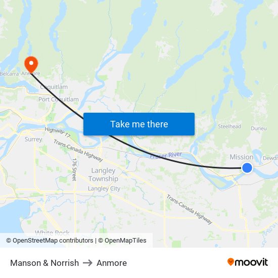 Manson & Norrish to Anmore map