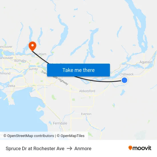 Spruce Dr at Rochester Ave to Anmore map