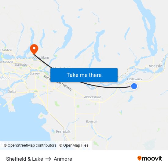 Sheffield & Lake to Anmore map