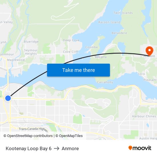 Kootenay Loop Bay 6 to Anmore map