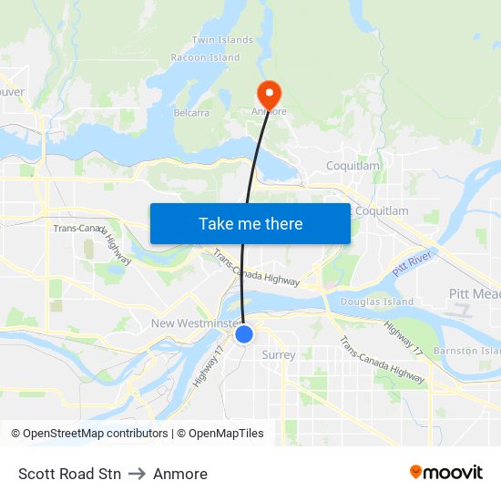 Scott Road Stn to Anmore map