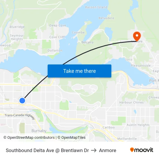 Southbound Delta Ave @ Brentlawn Dr to Anmore map