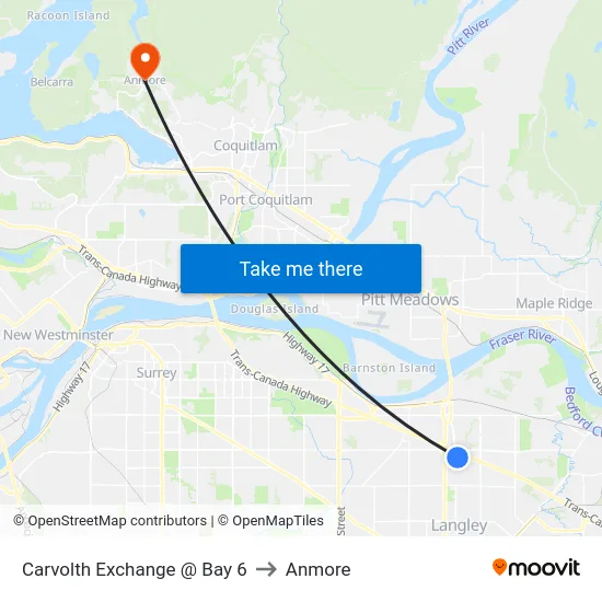Carvolth Exchange @ Bay 6 to Anmore map