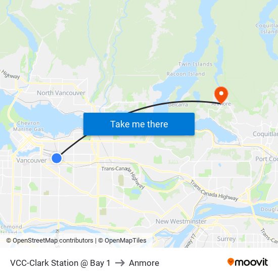 VCC-Clark Station @ Bay 1 to Anmore map