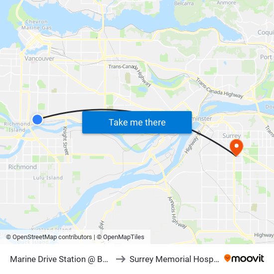 Marine Drive Station @ Bay 1 to Surrey Memorial Hospital map