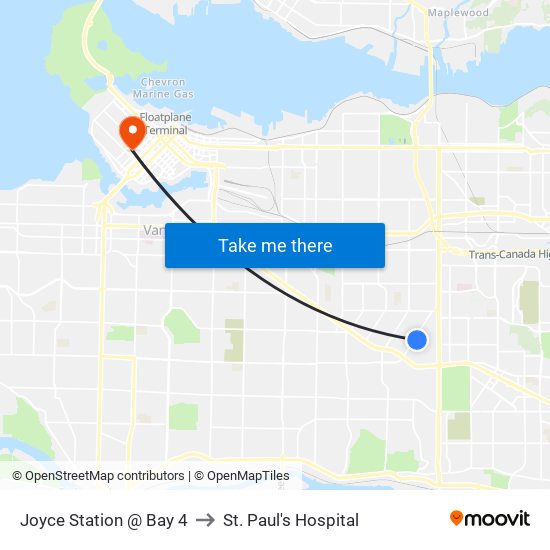 Joyce Station @ Bay 4 to St. Paul's Hospital map