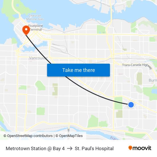 Metrotown Station @ Bay 4 to St. Paul's Hospital map