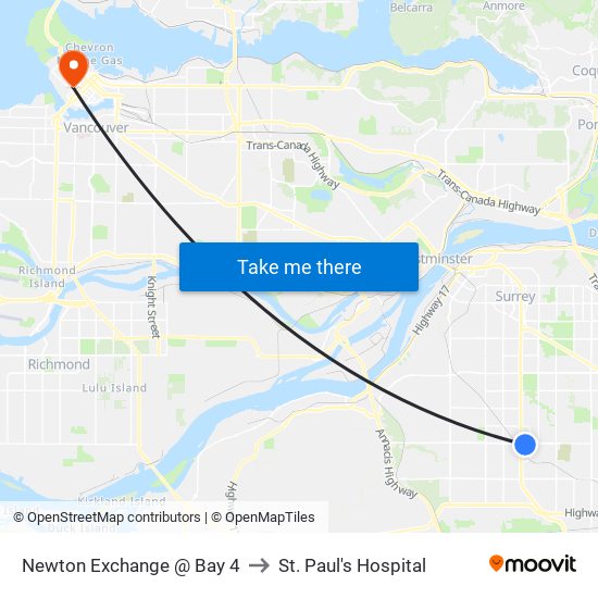 Newton Exchange @ Bay 4 to St. Paul's Hospital map