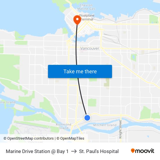 Marine Drive Station @ Bay 1 to St. Paul's Hospital map