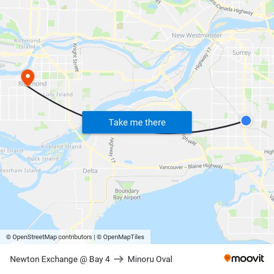 Newton Exchange @ Bay 4 to Minoru Oval map