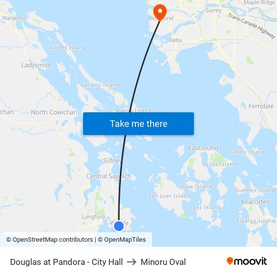 Douglas at Pandora - City Hall to Minoru Oval map