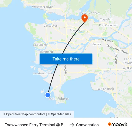 Tsawwassen Ferry Terminal @ Bay 2 to Convocation Mall map