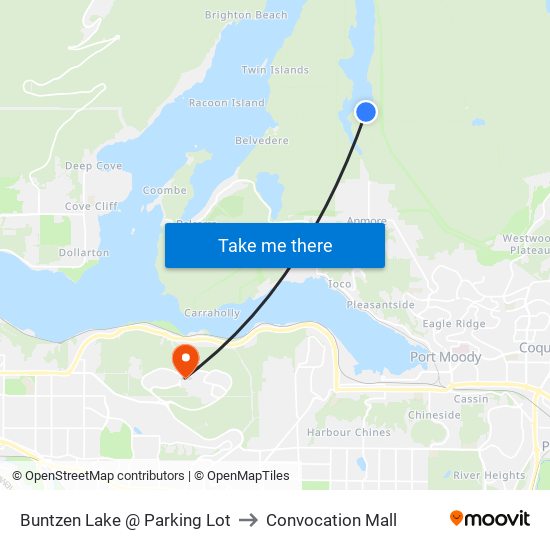 Buntzen Lake @ Parking Lot to Convocation Mall map