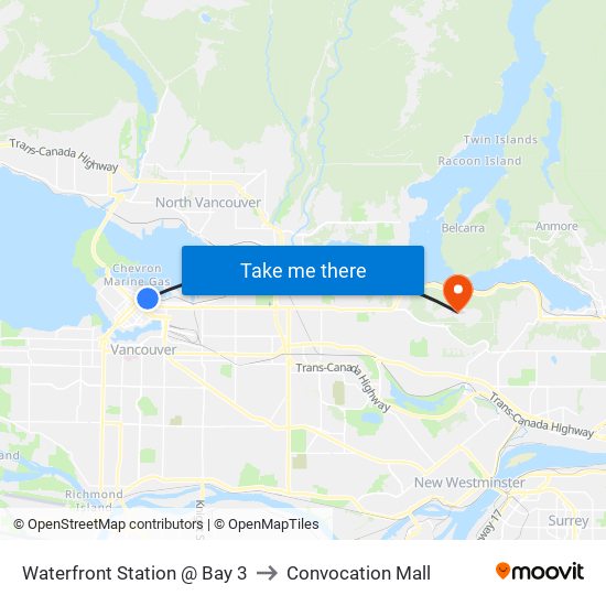 Waterfront Station @ Bay 3 to Convocation Mall map