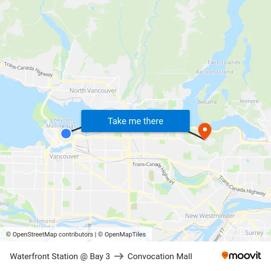 Waterfront Station @ Bay 3 to Convocation Mall map