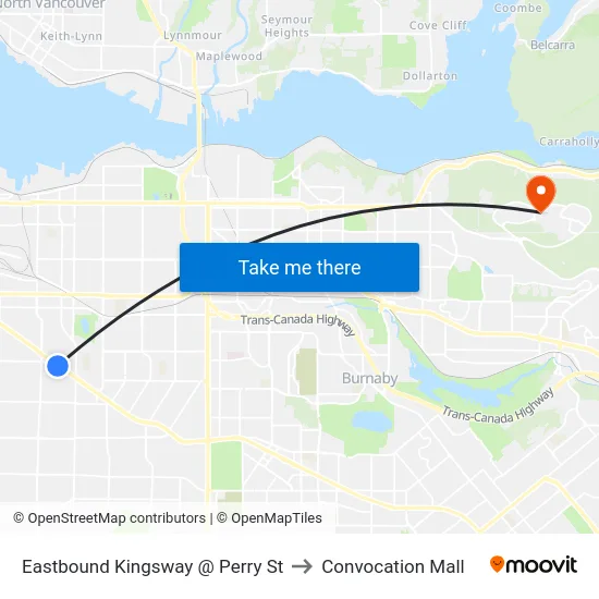 Eastbound Kingsway @ Perry St to Convocation Mall map