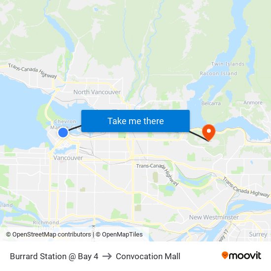 Burrard Station @ Bay 4 to Convocation Mall map