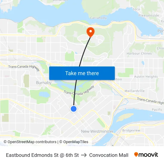 Eastbound Edmonds St @ 6th St to Convocation Mall map
