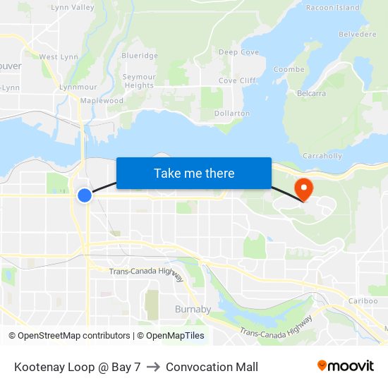Kootenay Loop @ Bay 7 to Convocation Mall map