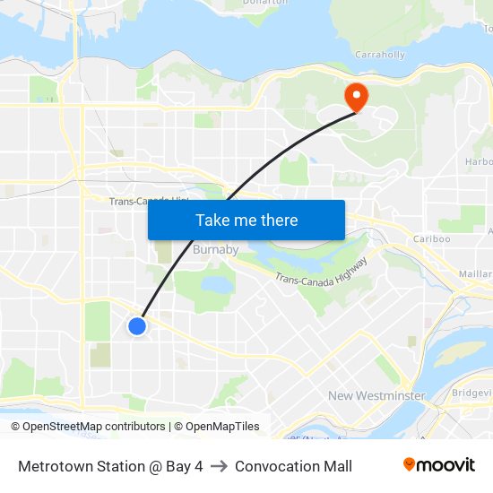 Metrotown Station @ Bay 4 to Convocation Mall map