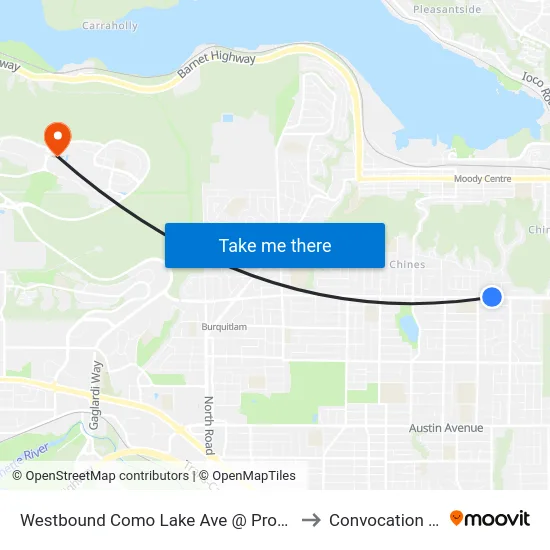Westbound Como Lake Ave @ Prospect St to Convocation Mall map