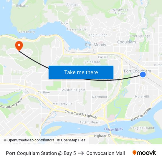 Port Coquitlam Station @ Bay 5 to Convocation Mall map