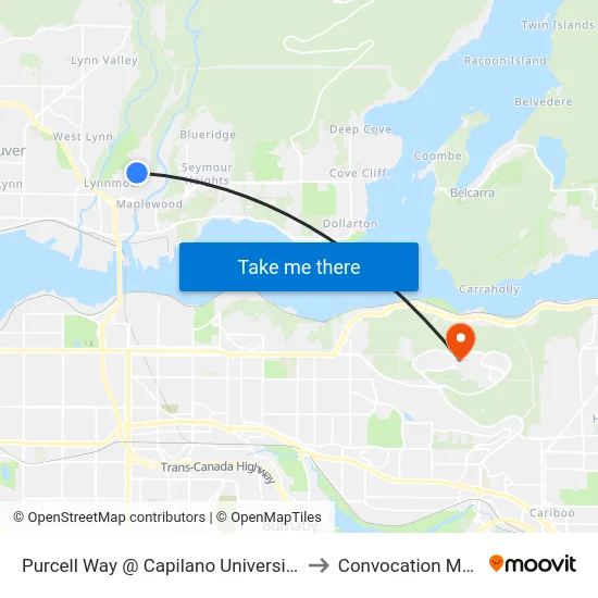 Purcell Way @ Capilano University to Convocation Mall map