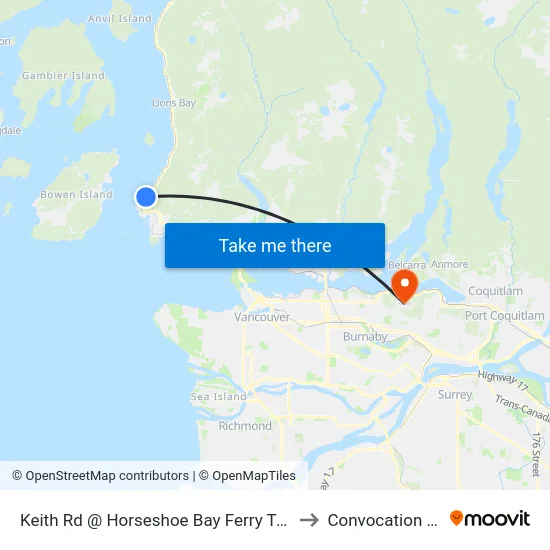 Keith Rd @ Horseshoe Bay Ferry Terminal to Convocation Mall map