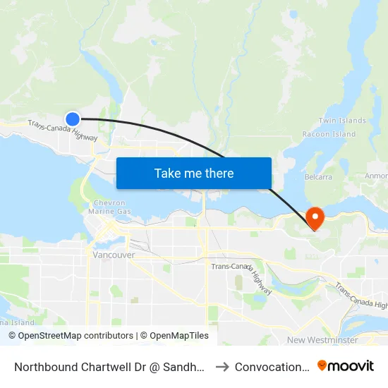 Northbound Chartwell Dr @ Sandhurst Place to Convocation Mall map