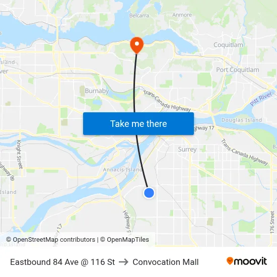 Eastbound 84 Ave @ 116 St to Convocation Mall map