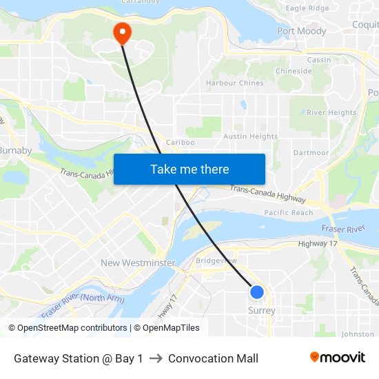 Gateway Station @ Bay 1 to Convocation Mall map