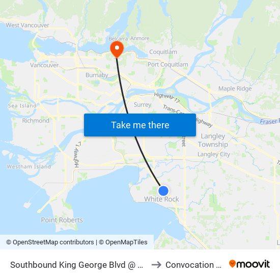 Southbound King George Blvd @ 24 Ave to Convocation Mall map