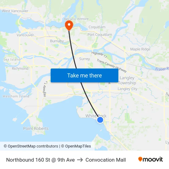 Northbound 160 St @ 9th Ave to Convocation Mall map