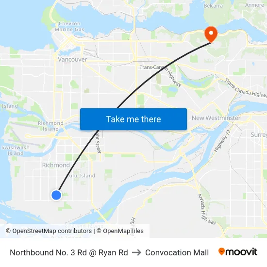 Northbound No. 3 Rd @ Ryan Rd to Convocation Mall map