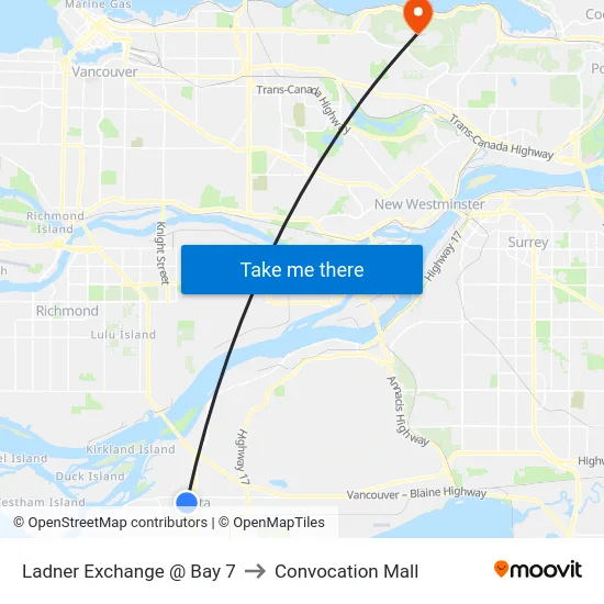 Ladner Exchange @ Bay 7 to Convocation Mall map