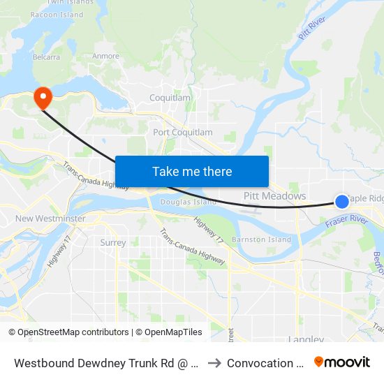 Westbound Dewdney Trunk Rd @ 216 St to Convocation Mall map