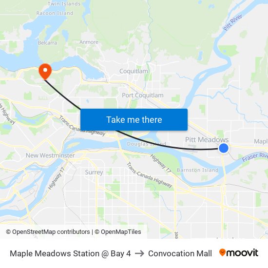 Maple Meadows Station @ Bay 4 to Convocation Mall map