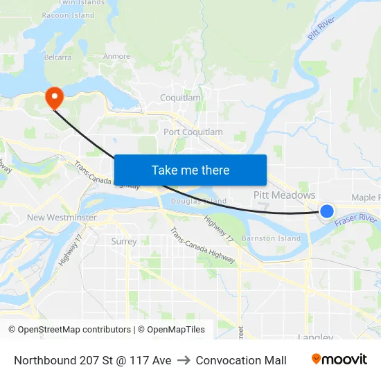 Northbound 207 St @ 117 Ave to Convocation Mall map