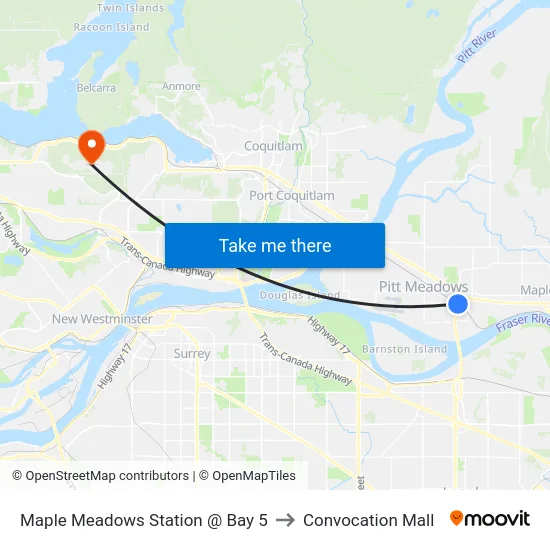 Maple Meadows Station @ Bay 5 to Convocation Mall map