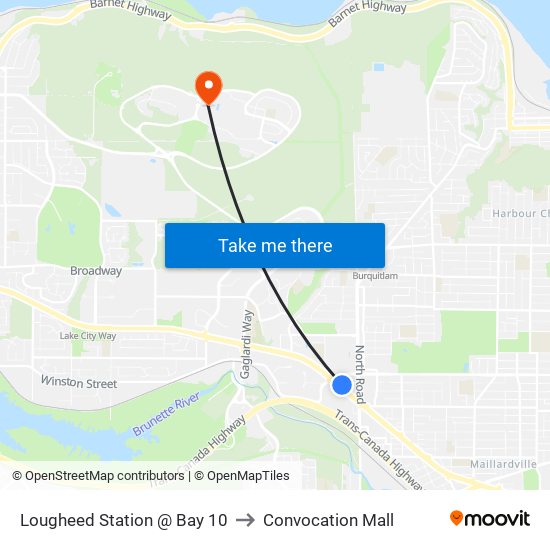 Lougheed Station @ Bay 10 to Convocation Mall map