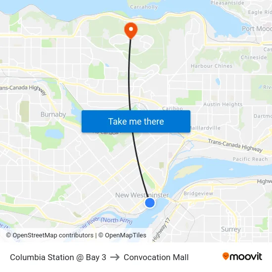 Columbia Station @ Bay 3 to Convocation Mall map