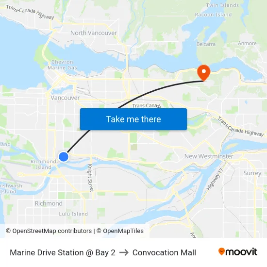 Marine Drive Station @ Bay 2 to Convocation Mall map