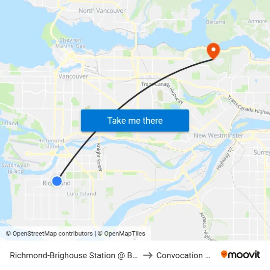 Richmond-Brighouse Station @ Bay 5 to Convocation Mall map