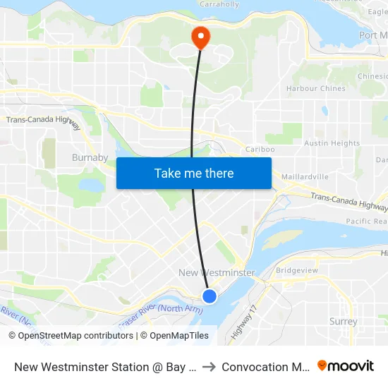 New Westminster Station @ Bay 10 to Convocation Mall map