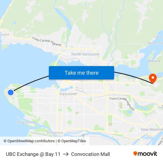 UBC Exchange @ Bay 11 to Convocation Mall map