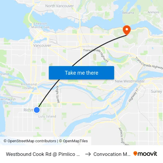 Westbound Cook Rd @ Pimlico Way to Convocation Mall map