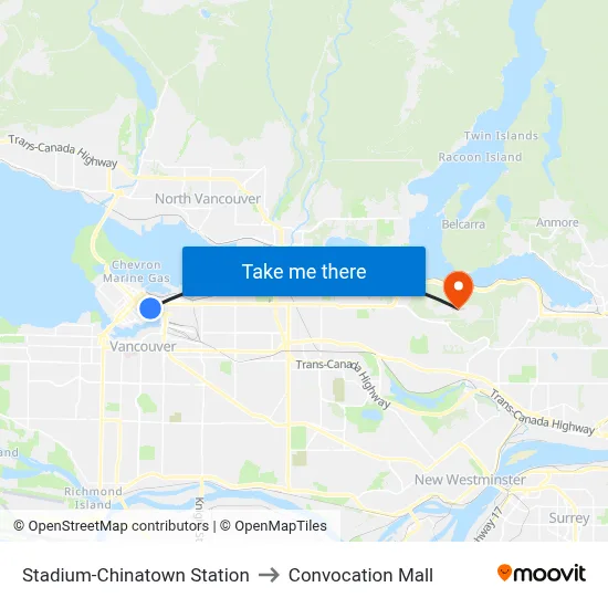 Stadium-Chinatown Station to Convocation Mall map